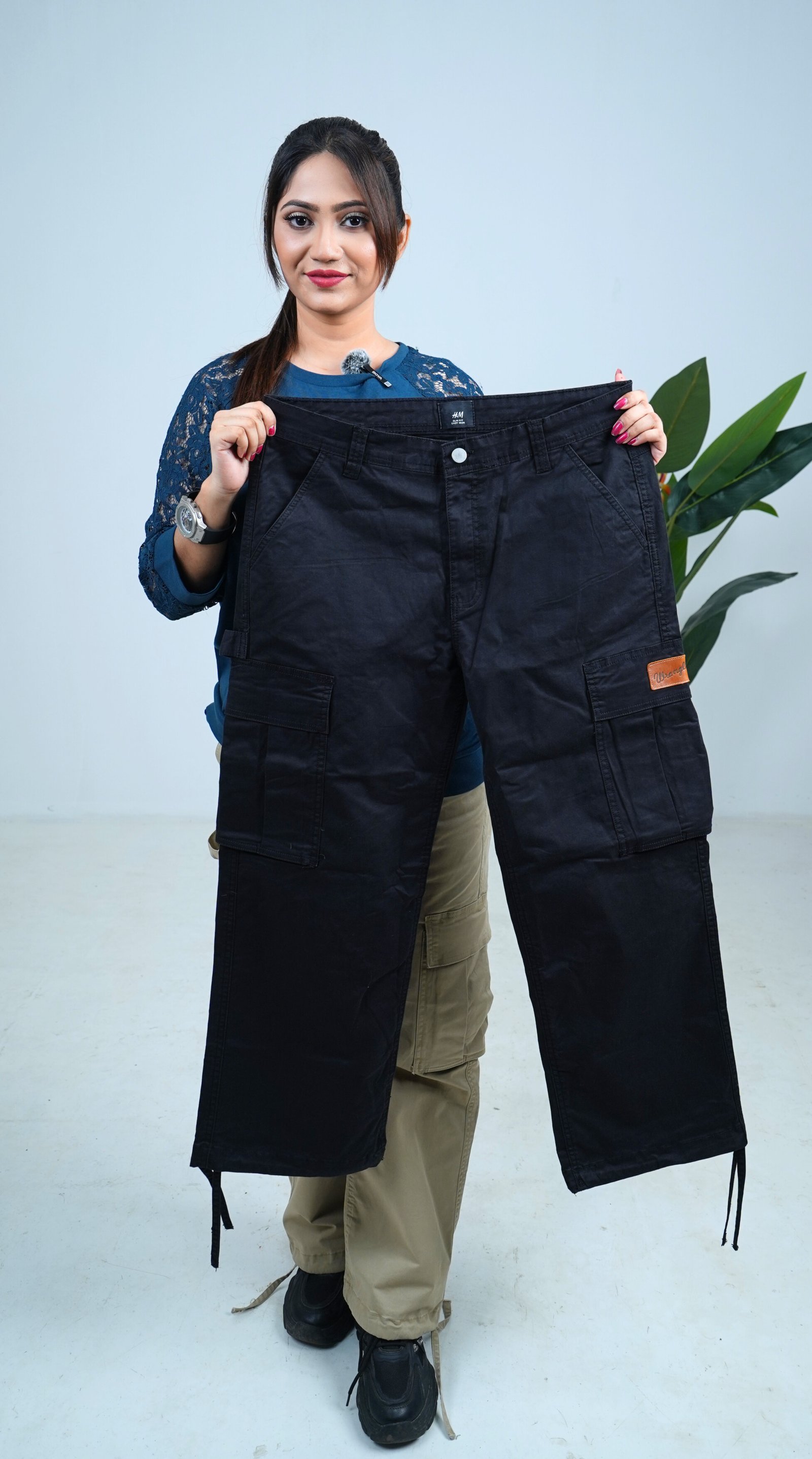 Ladies Baggy Cargo Pants-(Black). Code-3001