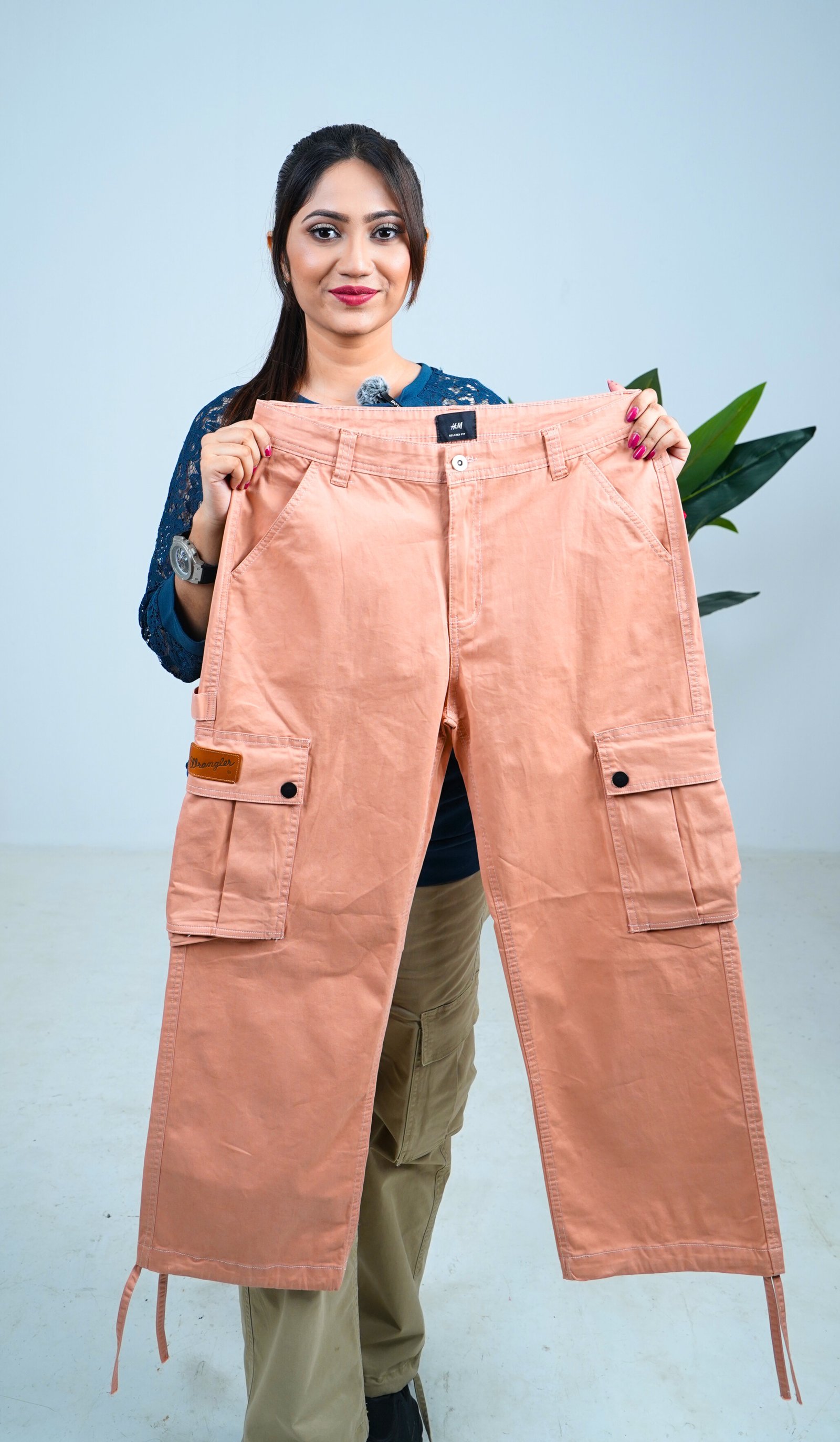 Ladies Baggy Cargo Pants-(Pink). Code-3001
