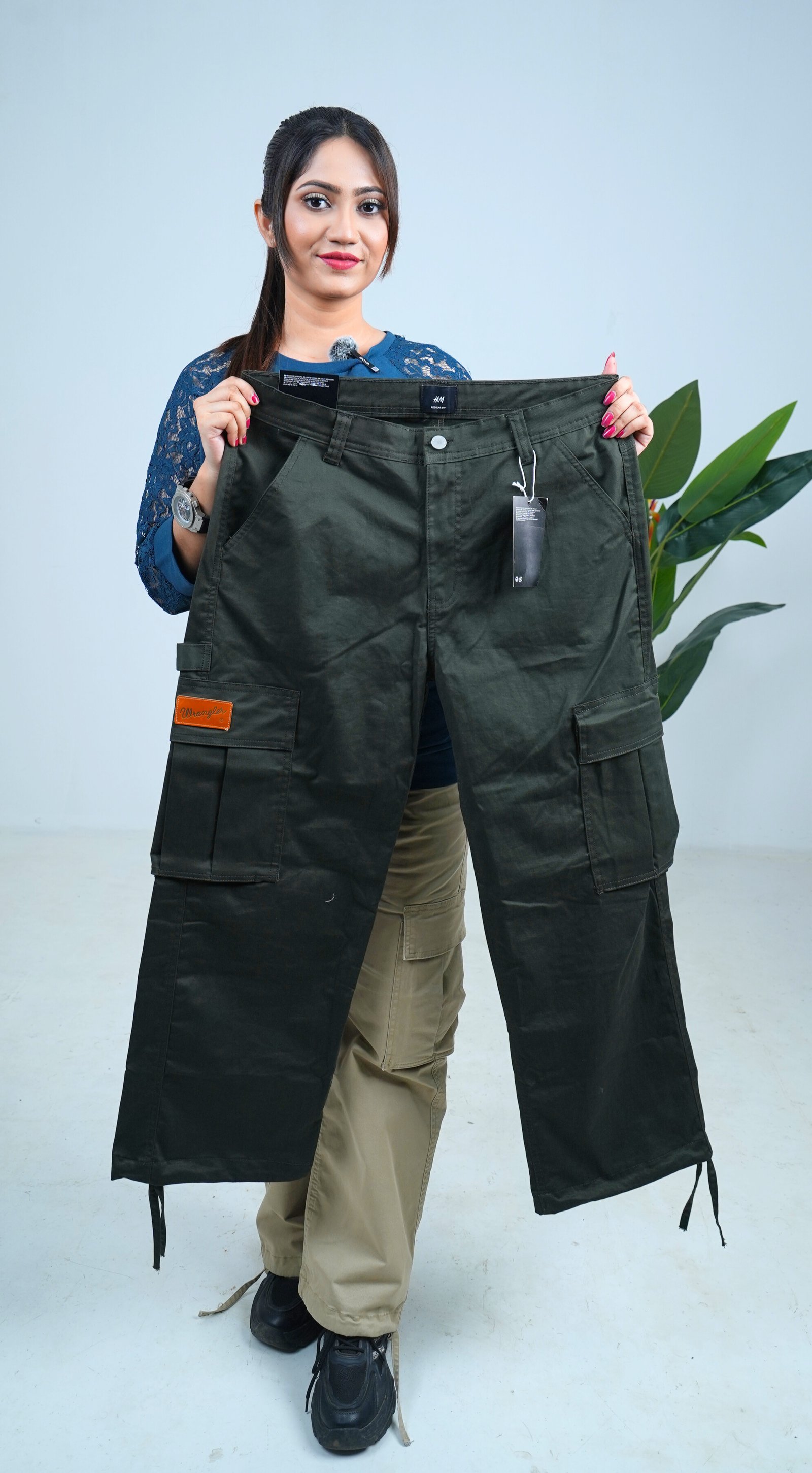 Ladies Baggy Cargo Pants-(Bottle Green). Code-3001