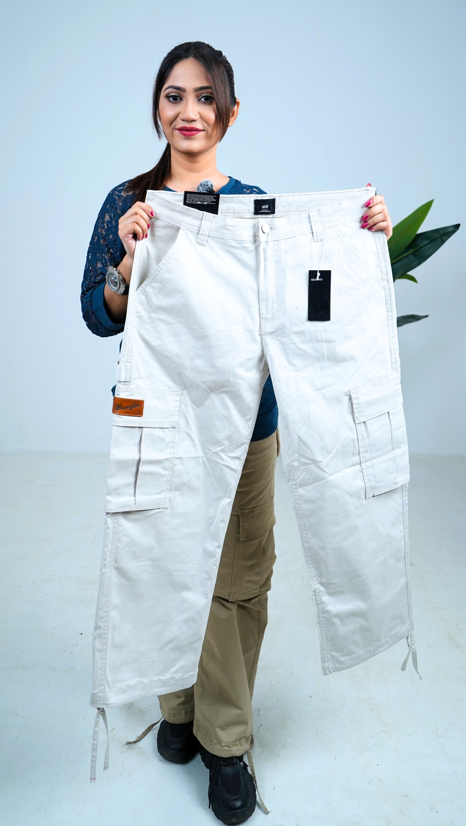 Ladies Baggy Cargo Pants-(Off White). Code-3001