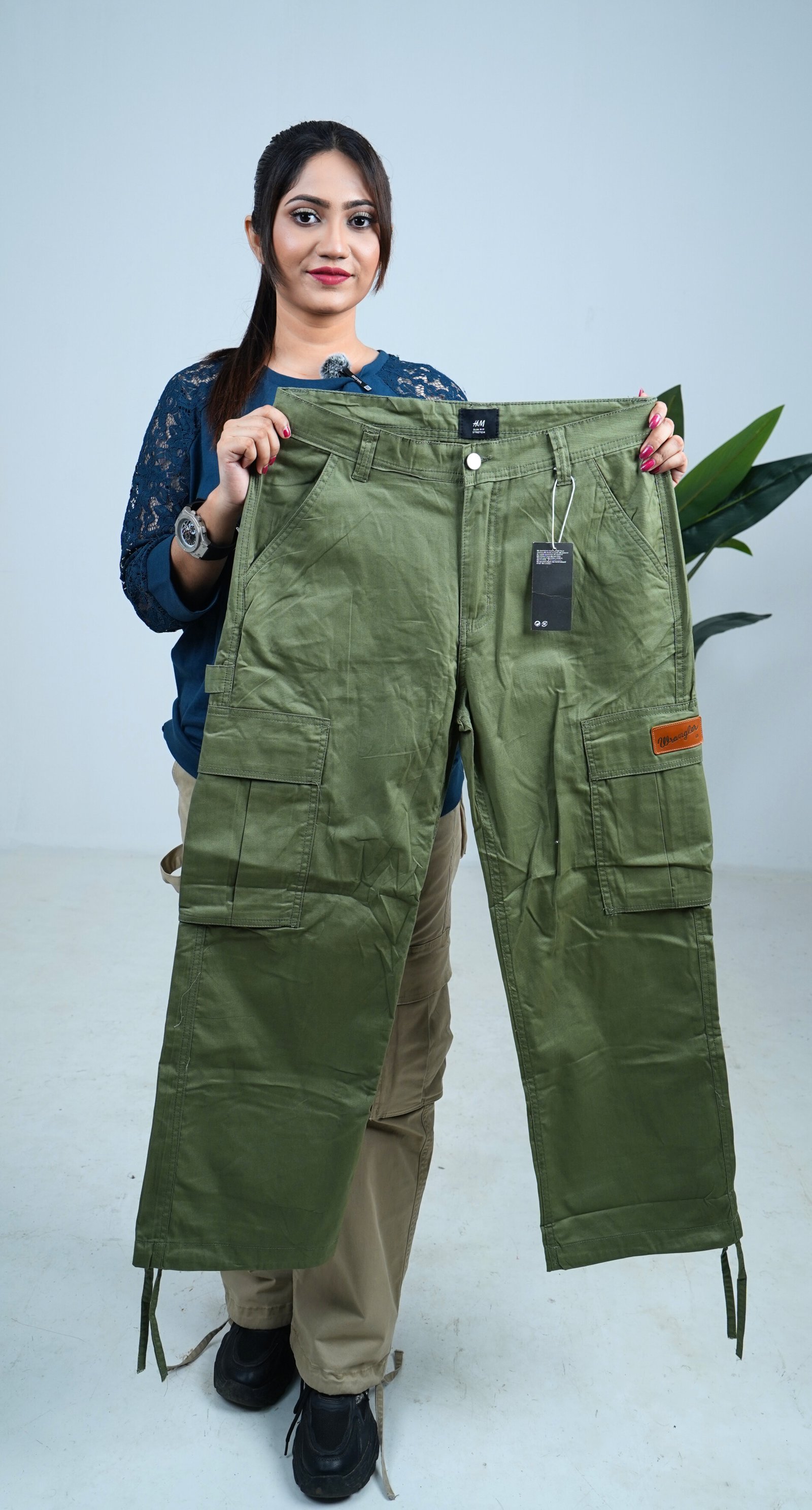 Ladies Baggy Cargo Pants-(Olive). Code-3001